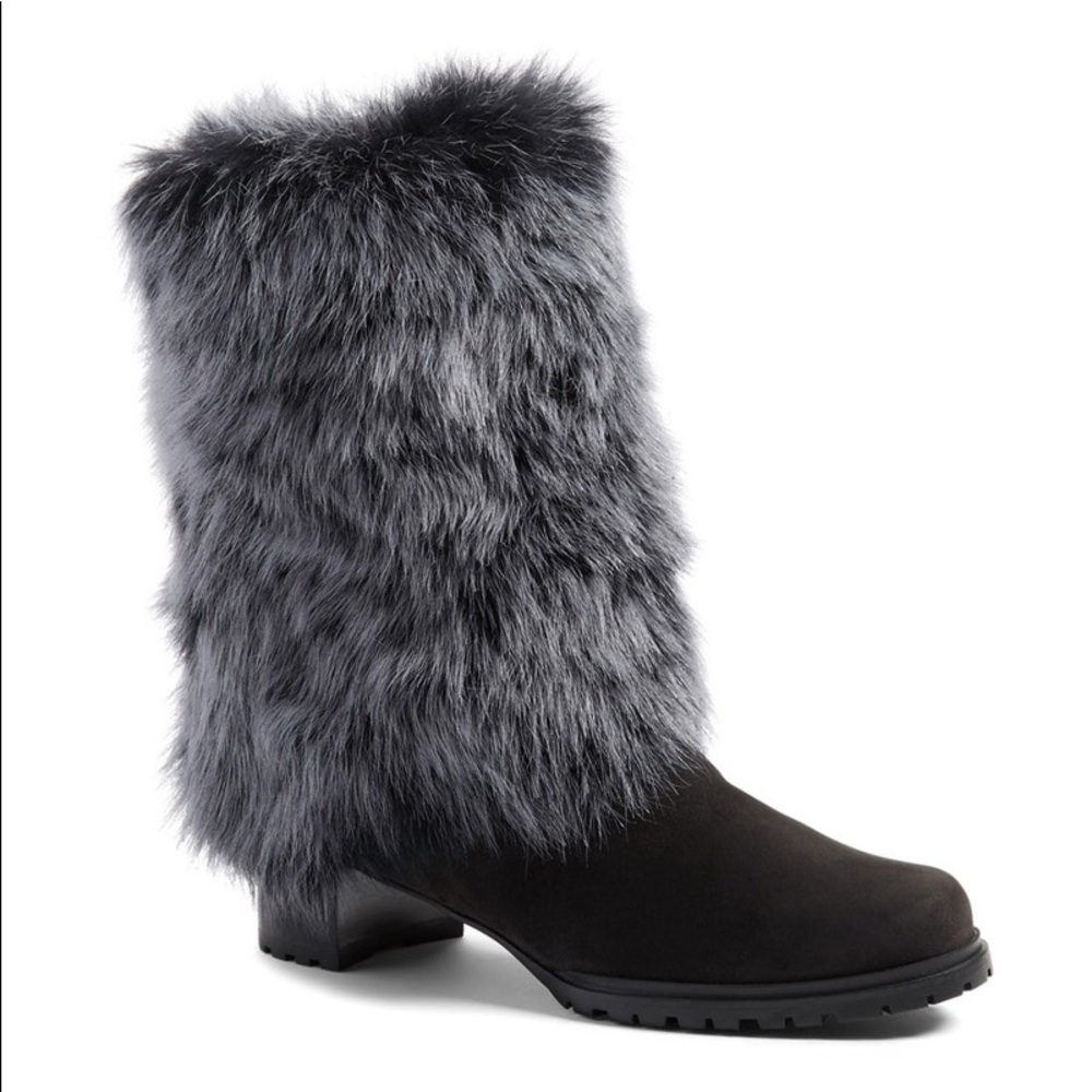 ❄️Stuart Weitzman silver Fox Fur grey Suede Boots - Picture 5 of 8
